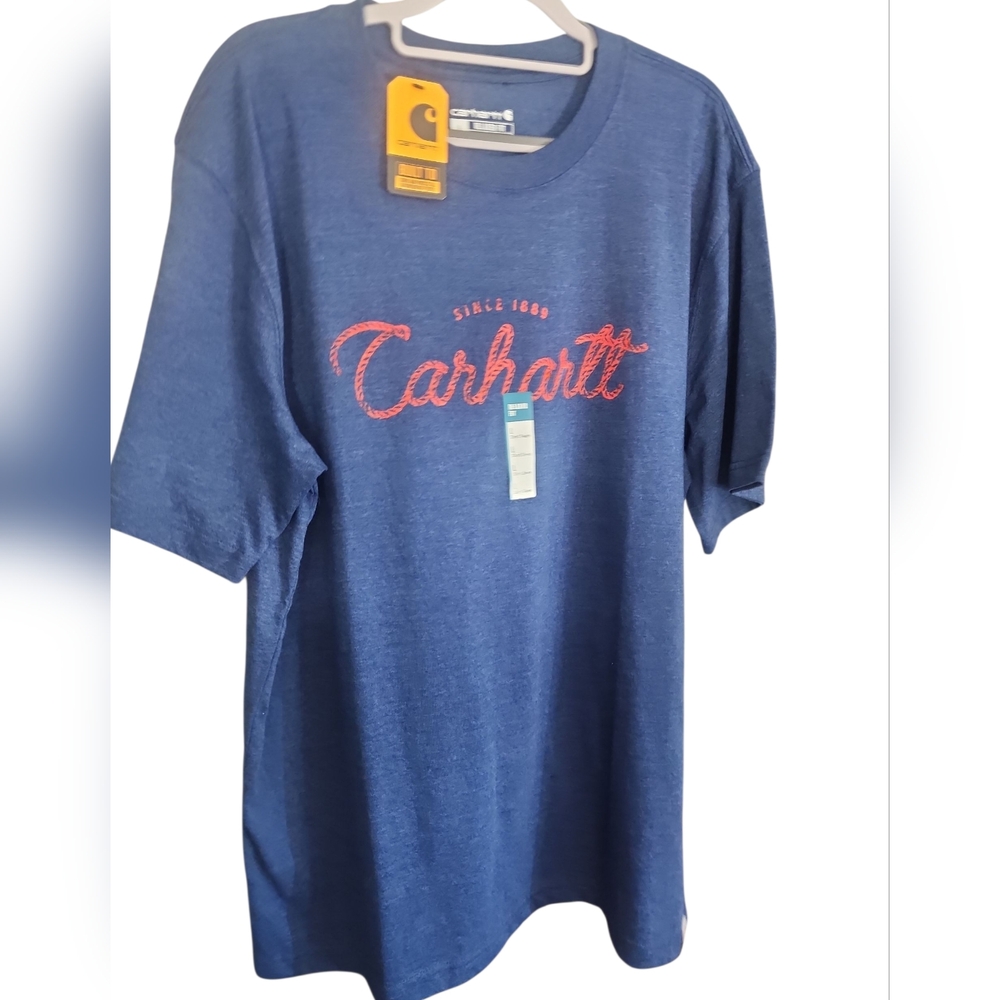 Carhartt  Relaxed Fit Blue T Shirt with Red Logo NWT